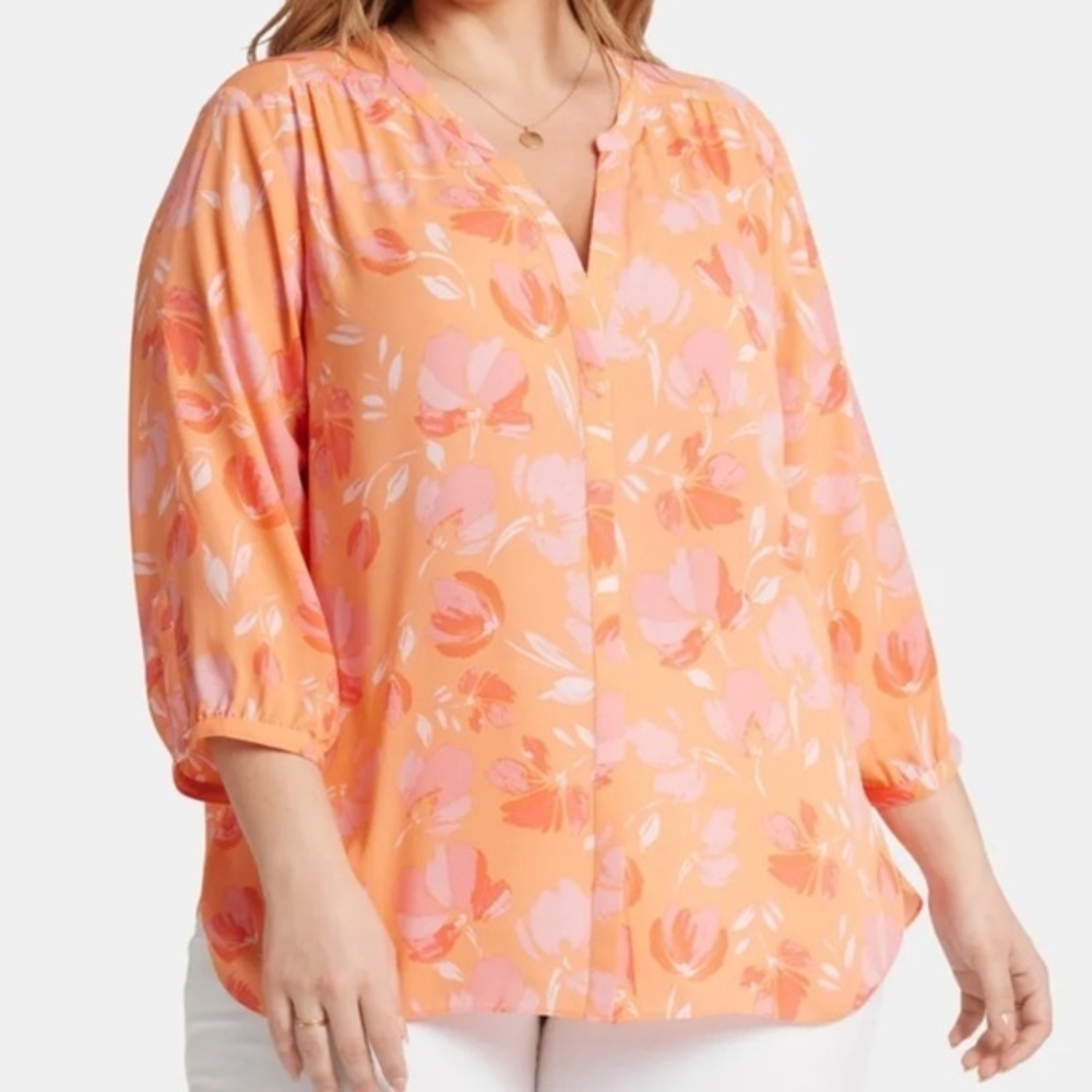 NYDJ | Pintuck Pleated Chiffon‎ Blouse.